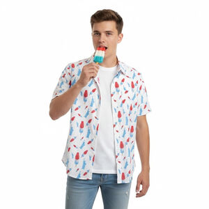 RSVLTS America Pops & Freedom Short Sleeve Button Down Shirt - Small